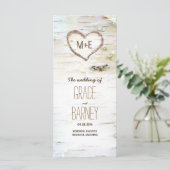 Birch Tree Heart Rustic Wedding Programmes (Debout devant)