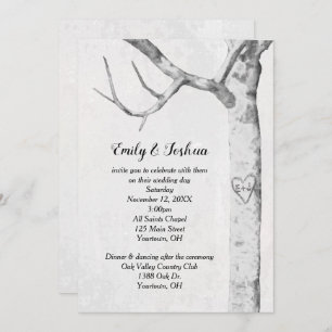 Birch Tree Heart Wedding Kaart