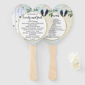 Birch Tree Love Bird Forest Boho Wedding Programme Handwaaier (Voorkant en achterkant)
