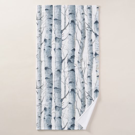 Birch Tree motif gris blanc (Serviette de bain)