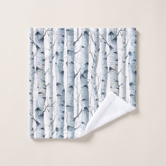 Birch Tree motif gris blanc (Gant de toilette)
