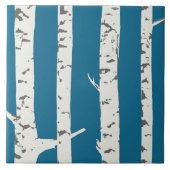 Birch tree on cobalt blue tile  tegeltje (Voorkant)