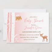 Birch Tree Owl Deer Baby Shower Invitations (Devant)