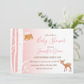 Birch Tree Owl Deer Baby Shower Invitations (Debout devant)