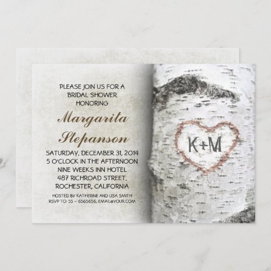 Birch Tree Rustic bridal shower Invitations (Devant / Derrière)