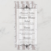 Birch Tree Rustic Nature Mariage Menu Dîner (Devant / Derrière)