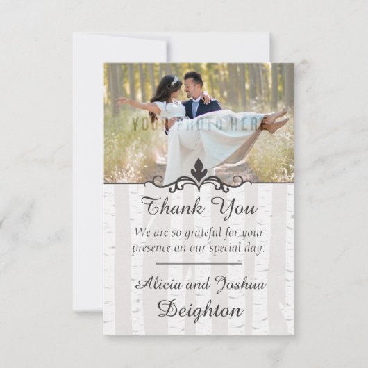 Birch Tree Rustic Nature Mariage Merci (Devant)