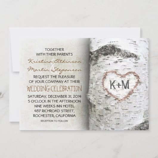 Birch Tree Rustic Wedding Invitations (Devant)