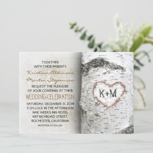 Birch Tree Rustic Wedding Invitations (Debout devant)