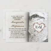 Birch Tree rustieke bruids douche uitnodigingen (Voorkant / Achterkant)