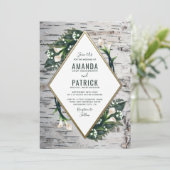 Birch Tree Rustique Calla Lily Mariage Invitations (Debout devant)
