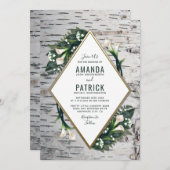 Birch Tree Rustique Calla Lily Mariage Invitations (Devant / Derrière)
