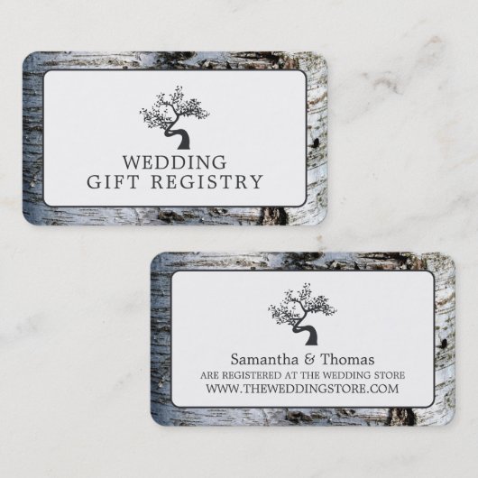 Birch Tree rustique, Carte d'enregistrement des ca (Devant / Derrière)