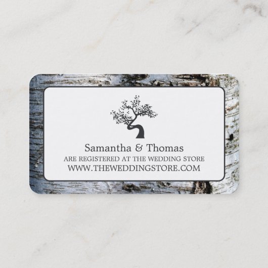 Birch Tree rustique, Carte d'enregistrement des ca (Dos)