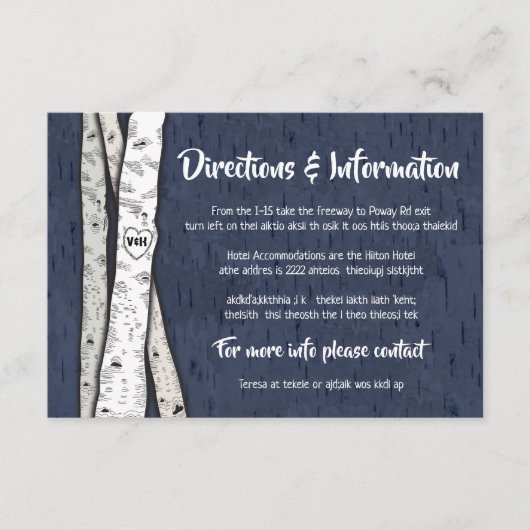 Birch Tree Twinkle Lights Wedding info kaarten (Voorkant)