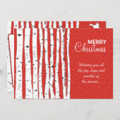 Birch Trees & Birds Merry Kerstmis Feestdagenkaart (Voorkant / Achterkant)