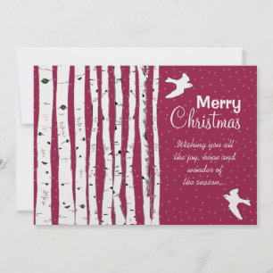 Birch Trees & Birds Merry Kerstmis Feestdagenkaart