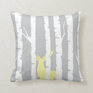 Birch Trees en Yellow Deer Kussen
