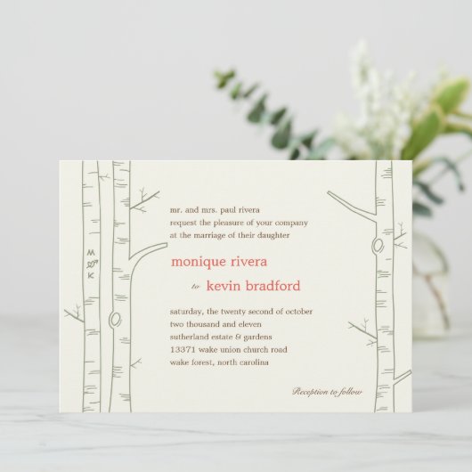 Birch Trees Faire-part de mariage - Custom (Debout devant)