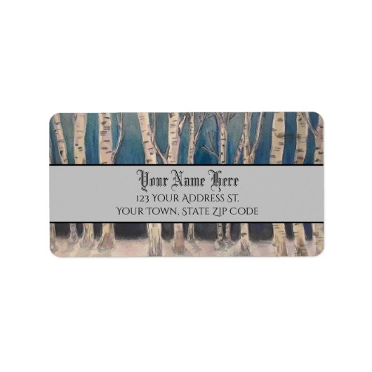 Birch Trees Holiday Return Adres Label (Voorkant)