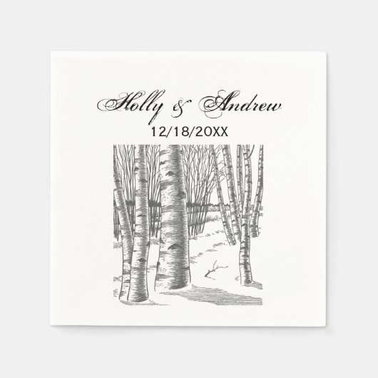 Birch Trees in de winter van kerstmis Servetten (Voorkant)