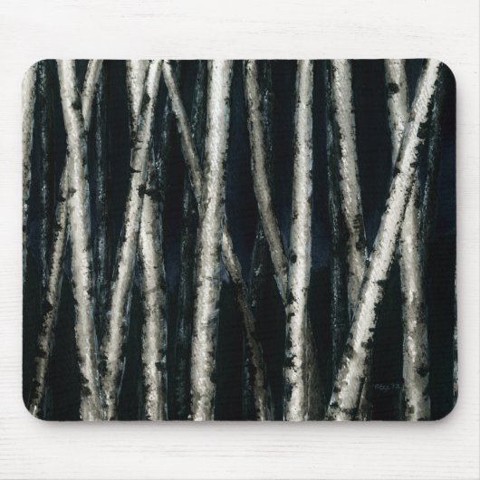 Birch Trees in Night Mousepad Muismat (Voorkant)
