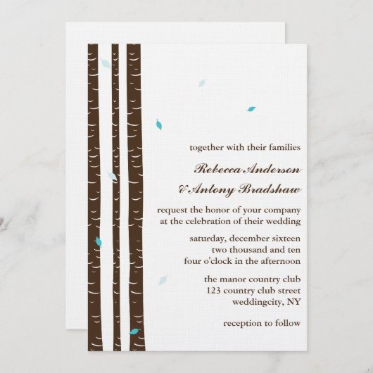 Birch Trees Invitations de mariage (Devant / Derrière)