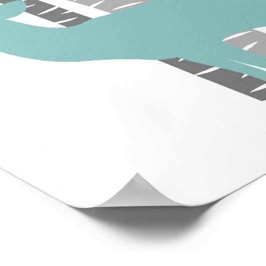 Birch Trees met Deer Poster (Hoek)