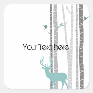 Birch Trees met Deer Vierkante Sticker