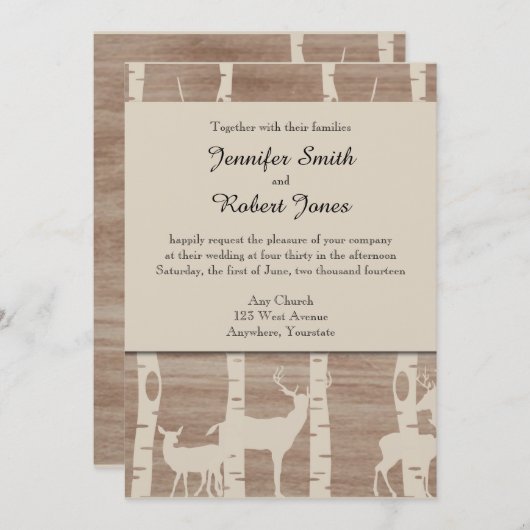 Birch Trees rustiques et Faire-part de mariage de  (Devant / Derrière)