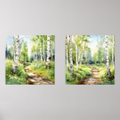 Birch Trees Set De 2 Aquarelles Imprimantes Wall A (Recto)