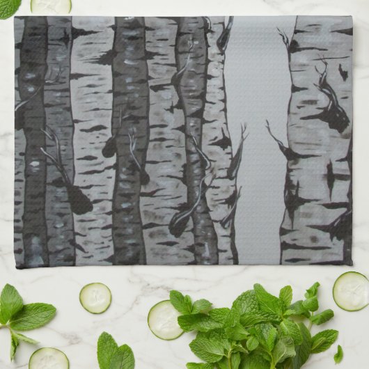 Birch Trees Theedoek (Gevouwen)