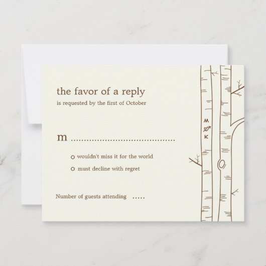 Birch Trees Wedding RSVP Card - Sketchy (Voorkant)