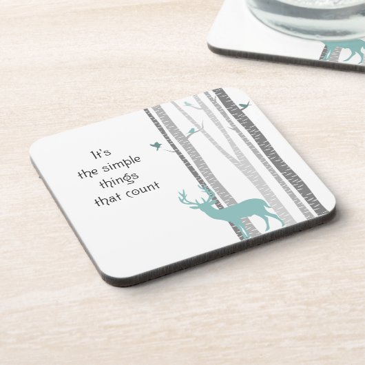 Birch Trees with Deer Simple Things Count Bier Onderzetter (Linkerzijde)