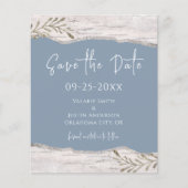 Birch Wood Dust Blue Wedding Save the Date (Voorkant)
