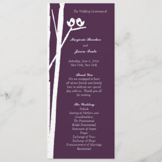 Birchtree Birds Programme de mariage Violet
