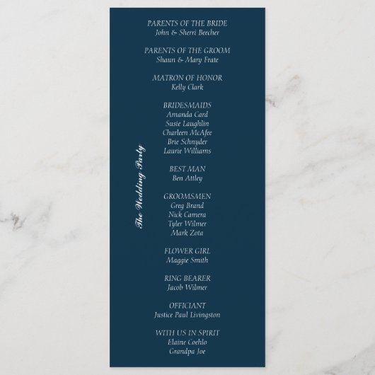 Birchtree Birds Trouwprogramma Blauw Programma (Achterkant)