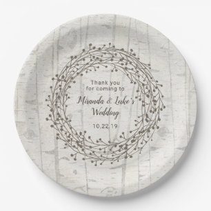 Birchwood bruiloft decor, rustieke berken hout kra papieren bordje