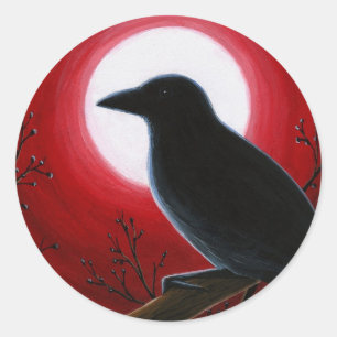 Bird 62 Crow Raven Ronde Sticker