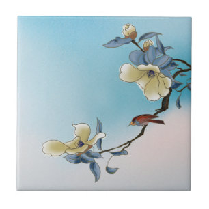 Bird and Bloom Art Tuin Scènes Blauw & Wit Tegeltje