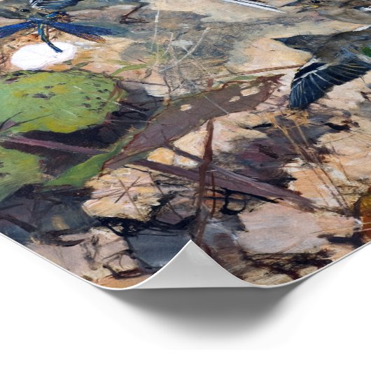 Bird and Dragonfly, Bruno Liljefors Poster (Hoek)