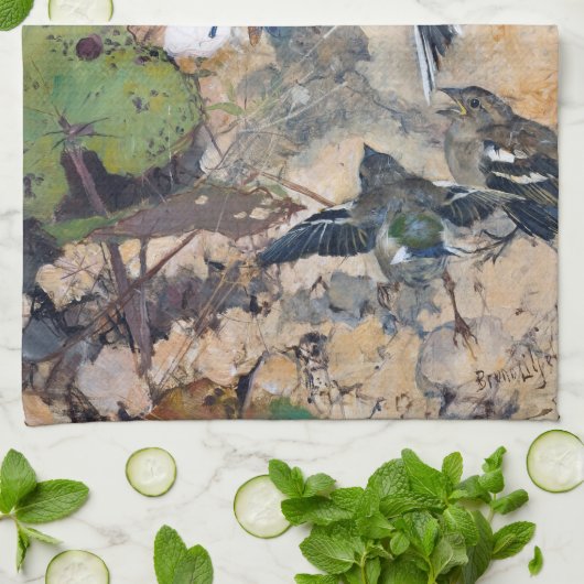 Bird and Dragonfly, Bruno Liljefors Theedoek (Gevouwen)