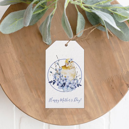 Bird and Floral Happy Moederdag Cadeaulabel