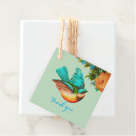 Bird and Flowers Baby shower Bedankt Bedankjes Labels