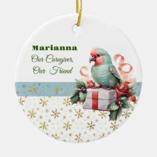 Bird and Gifts Blue Caregiver Rond Ornament