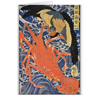 Bird and Lobster Japans Woodblock Art Ukiyo-E