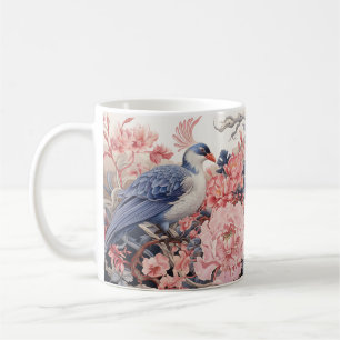 Bird and Pink Peonies Coffee Mok