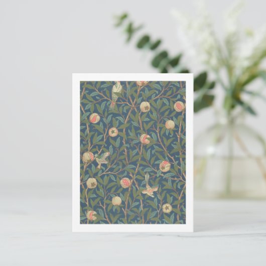 Bird and Pomegranate Wallpaper Design, bedrukt met Briefkaart (Staand voorkant)