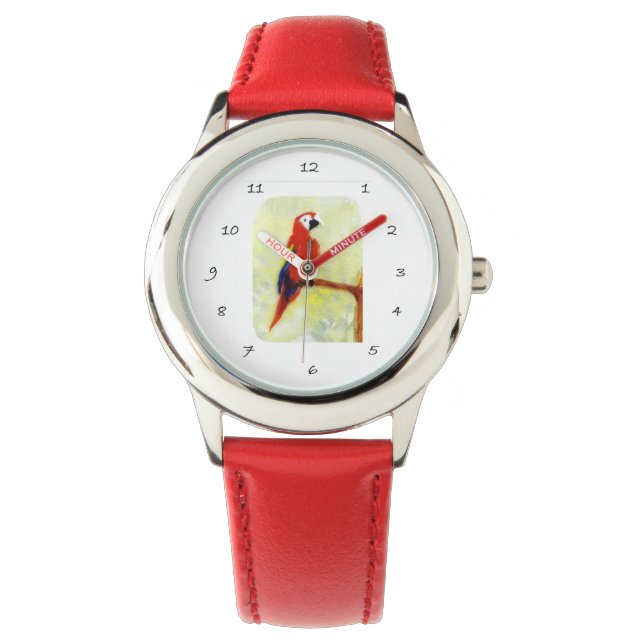 Bird Art Colorful Macaw Parrot Horloge (Voorkant)