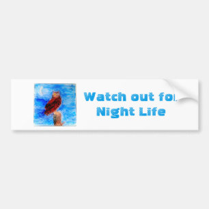 Bird Art Uil Nacht Rijden Bericht Bumpersticker